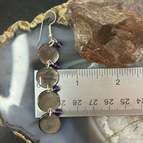 Carolyn Pollack Sterling Brownish-Gray MOP & Amethyst Dangle Earrings For Women main image 0